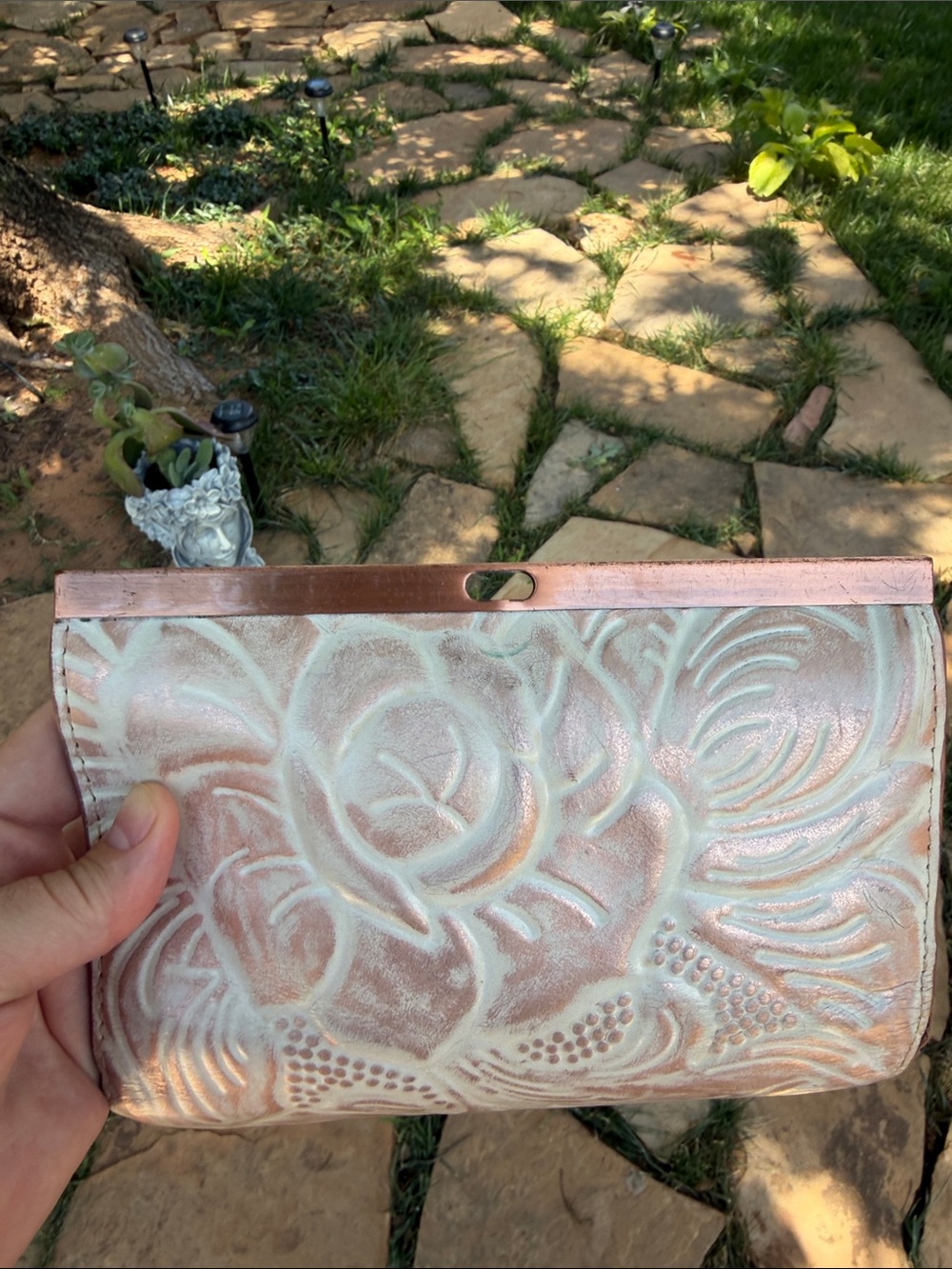 Patricia Nash Floral Embossed Metallic Clutch Wallet - Cream & Rose Gold - Picture 8 of 8